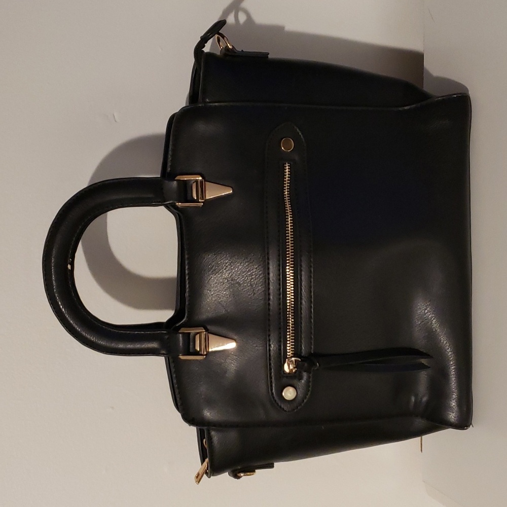 Unbranded Black Faux Leather Triple Compartment Purse.